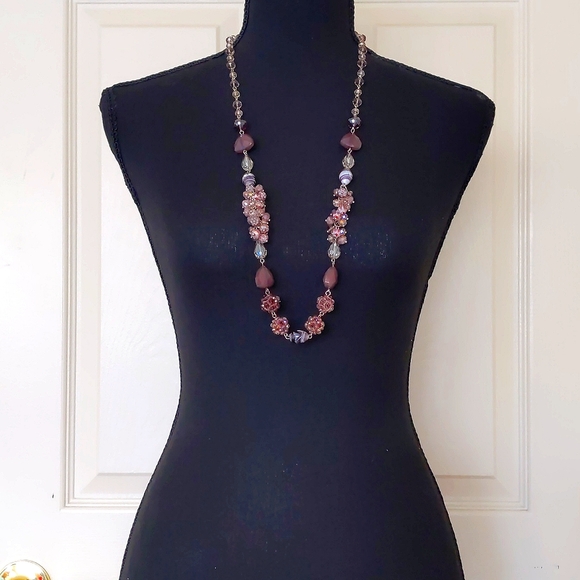 NWOT. Multiple Shapes/Colors/Materials Chained Necklace. - Picture 1 of 4